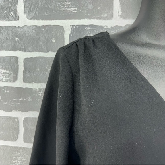 J. Crew Black Long Sleeve Wrap Dress Size 6 - Picture 10 of 11